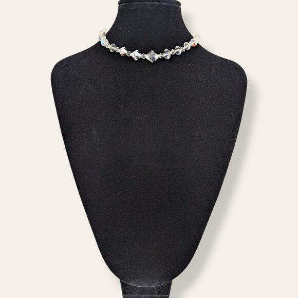 Vintage Short Bicone AB Crystal Necklace - Picture 2 of 5